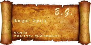 Barger Gyula névjegykártya